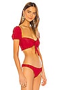 view 4 of 6 Ruffle Sleeve Bikini Top in Ribbed Red