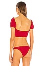 view 5 of 6 Ruffle Sleeve Bikini Top in Ribbed Red