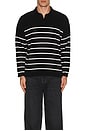view 3 of 3 Mole Yarn Stripe Skipper Knit Polo in Black
