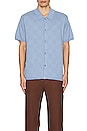 view 4 of 4 Kenneth Checkerboard Knit Short Sleeve Shirt in Forever Blue