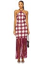 view 1 of 4 Dragana Dress in Maroon & Ecru