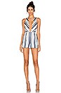 view 1 of 4 Veronica Romper in Cream & Blue