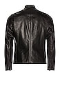 view 2 of 3 Waxed Natural Pebbled Cowhide Cafe Leather Jacket in Black