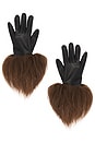 view 1 of 2 Frida Leather Gloves With Fur Trim in Black & Brown