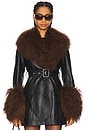 view 1 of 4 Mimi Leather Coat With Fur Trim in Black & Brown