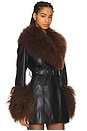 view 2 of 4 Mimi Leather Coat With Fur Trim in Black & Brown