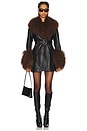view 4 of 4 Mimi Leather Coat With Fur Trim in Black & Brown