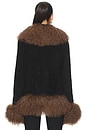 view 3 of 4 Dorothy Suede Coat in Black & Brown Trim