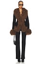 view 4 of 4 Dorothy Suede Coat in Black & Brown Trim