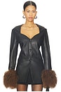 view 1 of 4 Daria Leather Shearling Jacket in Black & Brown Trim