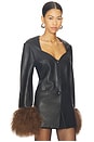 view 2 of 4 Daria Leather Shearling Jacket in Black & Brown Trim