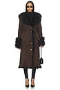 view 1 of 3 Daphne Shearling Suede Coat in Espresso