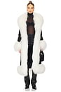 view 1 of 4 Dorothy Leather Maxi Coat With Fur Trim in Black & White