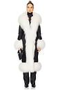 view 2 of 4 Dorothy Leather Maxi Coat With Fur Trim in Black & White