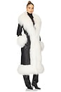 view 3 of 4 Dorothy Leather Maxi Coat With Fur Trim in Black & White