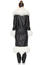 view 4 of 4 Dorothy Leather Maxi Coat With Fur Trim in Black & White