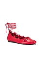view 2 of 5 Arissa Lace Up Flat in Flame Scarlet