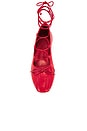 view 4 of 5 Arissa Lace Up Flat in Flame Scarlet
