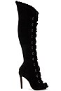 view 1 of 5 Grazianna Peep Toe Sheep Fur Boot in Black in Black & Black