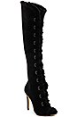 view 2 of 5 Grazianna Peep Toe Sheep Fur Boot in Black in Black & Black