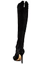 view 3 of 5 Grazianna Peep Toe Sheep Fur Boot in Black in Black & Black