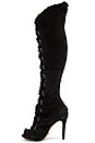 view 5 of 5 Grazianna Peep Toe Sheep Fur Boot in Black in Black & Black