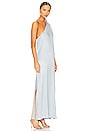 view 2 of 3 One Sleeve Satin Maxi Dress in Baby Blue