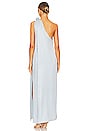 view 3 of 3 One Sleeve Satin Maxi Dress in Baby Blue