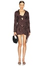 view 1 of 5 Fringe Detailed Tie Mini Dress With Strapless Bustier in Brown