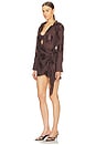 view 3 of 5 Fringe Detailed Tie Mini Dress With Strapless Bustier in Brown