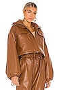 view 3 of 5 Puff Sleeve Vegan Leather Jacket in Brown