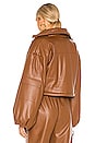 view 4 of 5 Puff Sleeve Vegan Leather Jacket in Brown