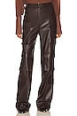 view 1 of 4 Faux Leather Wide Leg Cargo Pants in Dark Brown