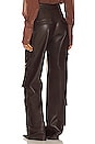 view 3 of 4 Faux Leather Wide Leg Cargo Pants in Dark Brown