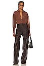 view 4 of 4 Faux Leather Wide Leg Cargo Pants in Dark Brown