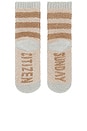view 5 of 4 Striped Snug Socks in Sahara Tan & Cloud Grey