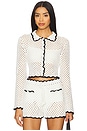 view 1 of 5 x REVOLVE Holly Hand Crochet Collared Shirt in Ivory & Black