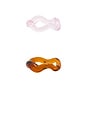 view 4 of 6 SET DE 2 ANILLOS ONDA in Ambar & Pink