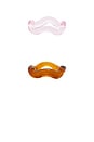 view 5 of 6 SET DE 2 ANILLOS ONDA in Ambar & Pink
