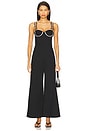 view 1 of 3 Charm Jumpsuit in Black & White Piping