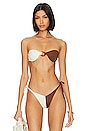 view 1 of 4 White Moca Bandeau Top in Brown Pecan & White