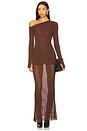 view 1 of 3 Greta One Shoulder Maxi Dress in Chocolate