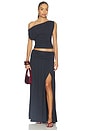 view 5 of 6 Avanni Ruched Low Waist Maxi Skirt in Granite