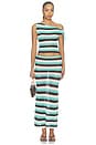 view 6 of 6 Hazel Low Waisted Knit Midi Skirt in Aqua Multi