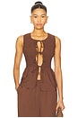 view 1 of 4 Fleur Shirred Tie Front Top in Chocolate