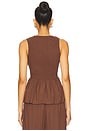 view 3 of 4 Fleur Shirred Tie Front Top in Chocolate