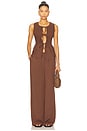 view 4 of 4 Fleur Shirred Tie Front Top in Chocolate