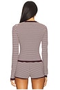 view 3 of 5 Mischief Long Sleeve Top in Wine Stripe