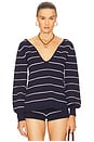 view 1 of 4 Eleonora Sleeved Top in Navy Stripe
