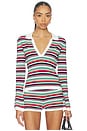 view 1 of 5 Xyla Collared Long Sleeve Knit Top in Xyla Stripe